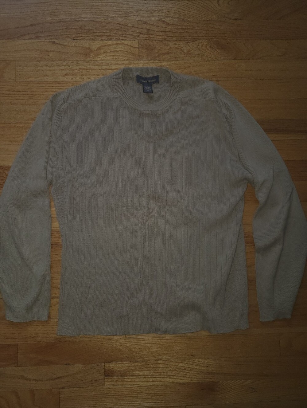 Banana Republic Men's Cream Ribbed Crewneck Sweater